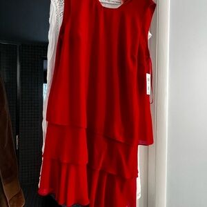 Red Sleeveless Layered Dress Ralph Lauren